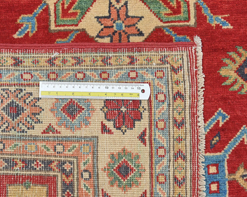 3x5 Red Kuba Afghan Hand Knotted Wool Area Rug